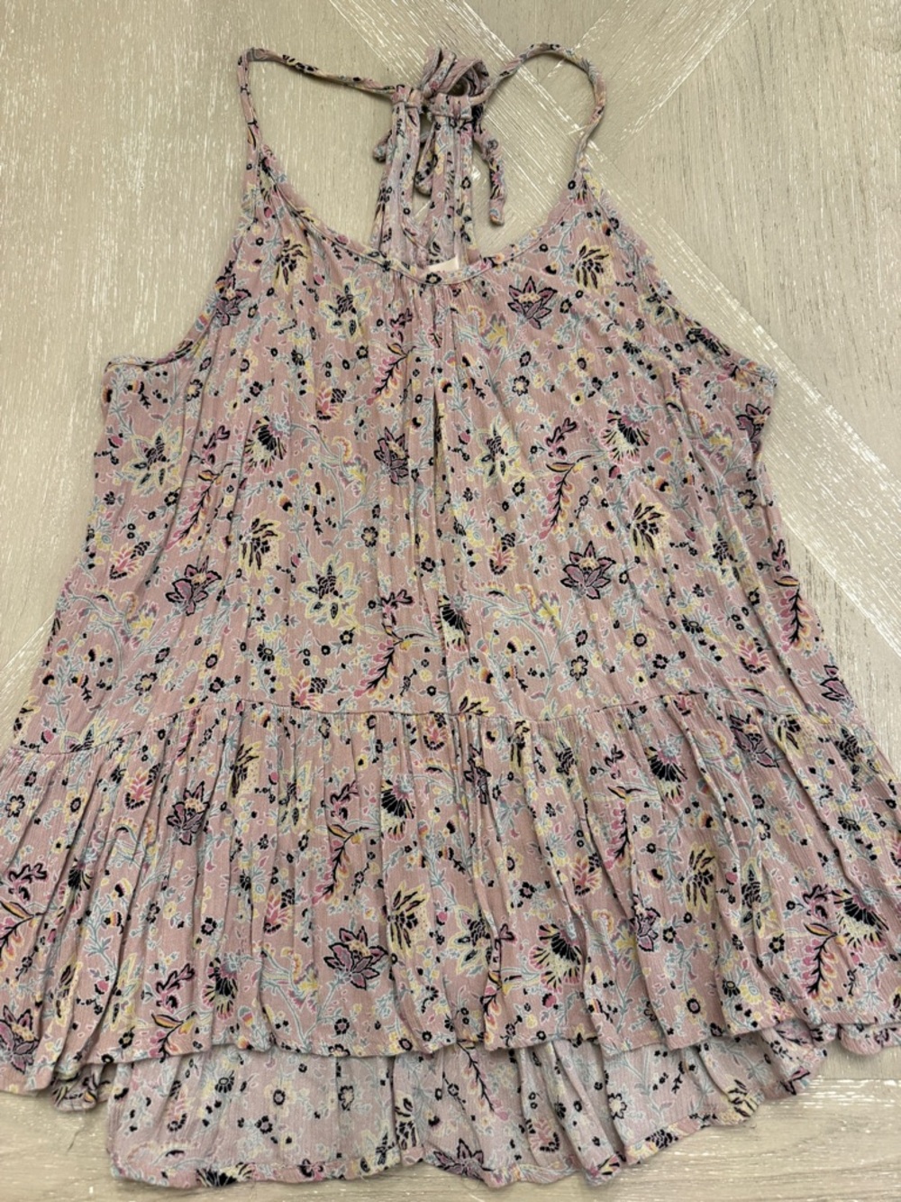 Mossimo Supply Co. Pastel Pink Boho Floral Halter Top Large